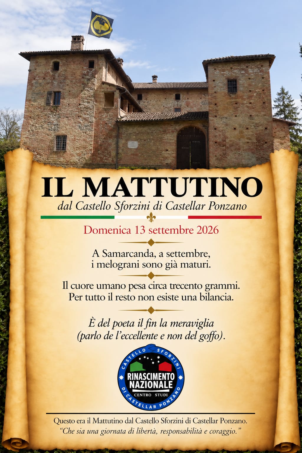 Il peso insostenibile dell'Anima e la ricerca della "Meraviglia": l'ispirato e poetico "Mattutino" di Luca Sforzini dal Castello 46 Il Mattutino del 13 settembre 2026