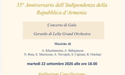 L'Armenia celebra a Roma i 35 anni di indipendenza: un grandioso concerto per la pace e la fratellanza