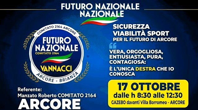 Il Comitato Vannacci scende in campo ad Arcore: svolta su sicurezza e sport 48 Locandina evento Arcore