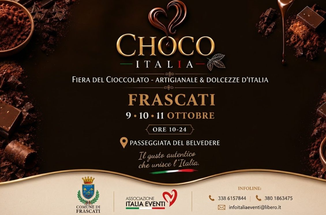 A Frascati sbarca Choco Italia: tre giorni di festa tra cioccolato artigianale e antiche tradizioni 47 Locandina evento Frascati