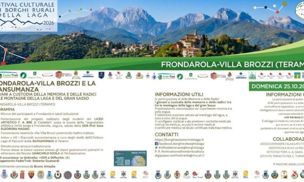 Festival dei Borghi della Laga, a Frondarola e Villa Brozzi rivive l'epopea della transumanza: domenica 25 ottobre trekking, tradizioni e giovani custodi 151 Festival Culturale dei Borghi Rurali della Laga 2026