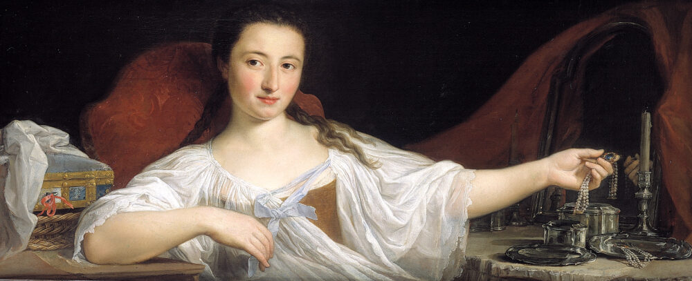 Pompeo Girolamo Batoni, Ritratto di Girolama Santacroce Conti come Vanitas (1759) Museo di Roma