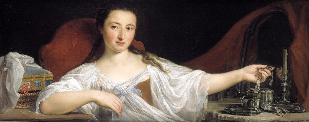Pompeo Girolamo Batoni, Ritratto di Girolama Santacroce Conti come Vanitas (1759) Museo di Roma