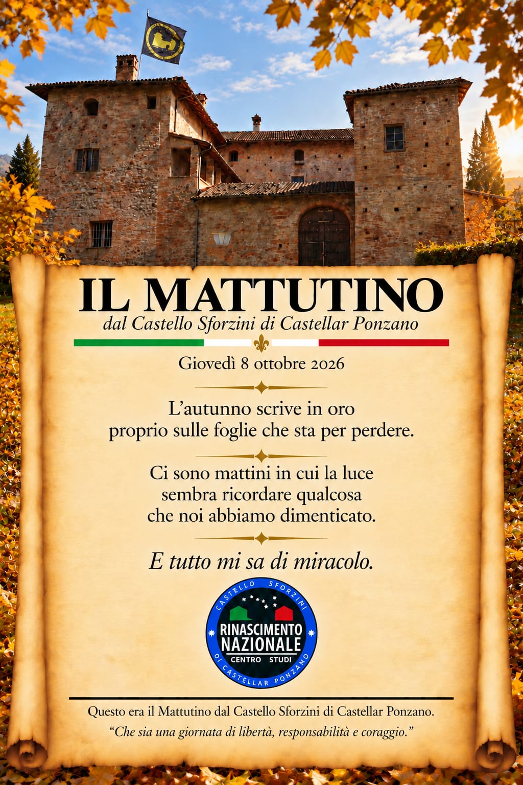 Il mattutino dell'8 ottobre 2026