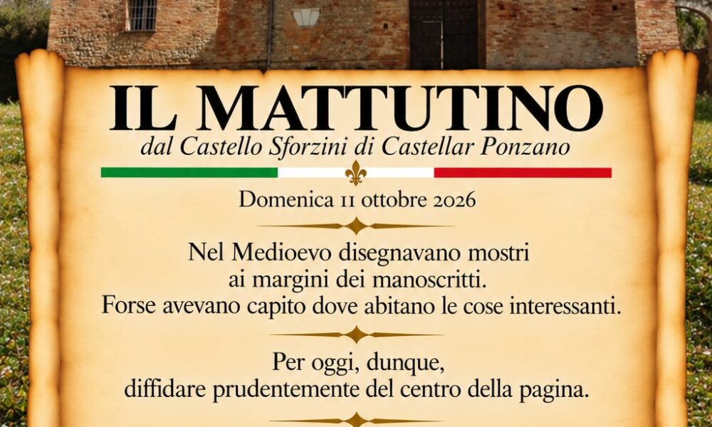 Il Mattutino dal Castello Sforzini: i mostri ai margini dei manoscritti e la lezione sul risveglio dell'anima 61 il mattutino dell'11 ottobre 2026