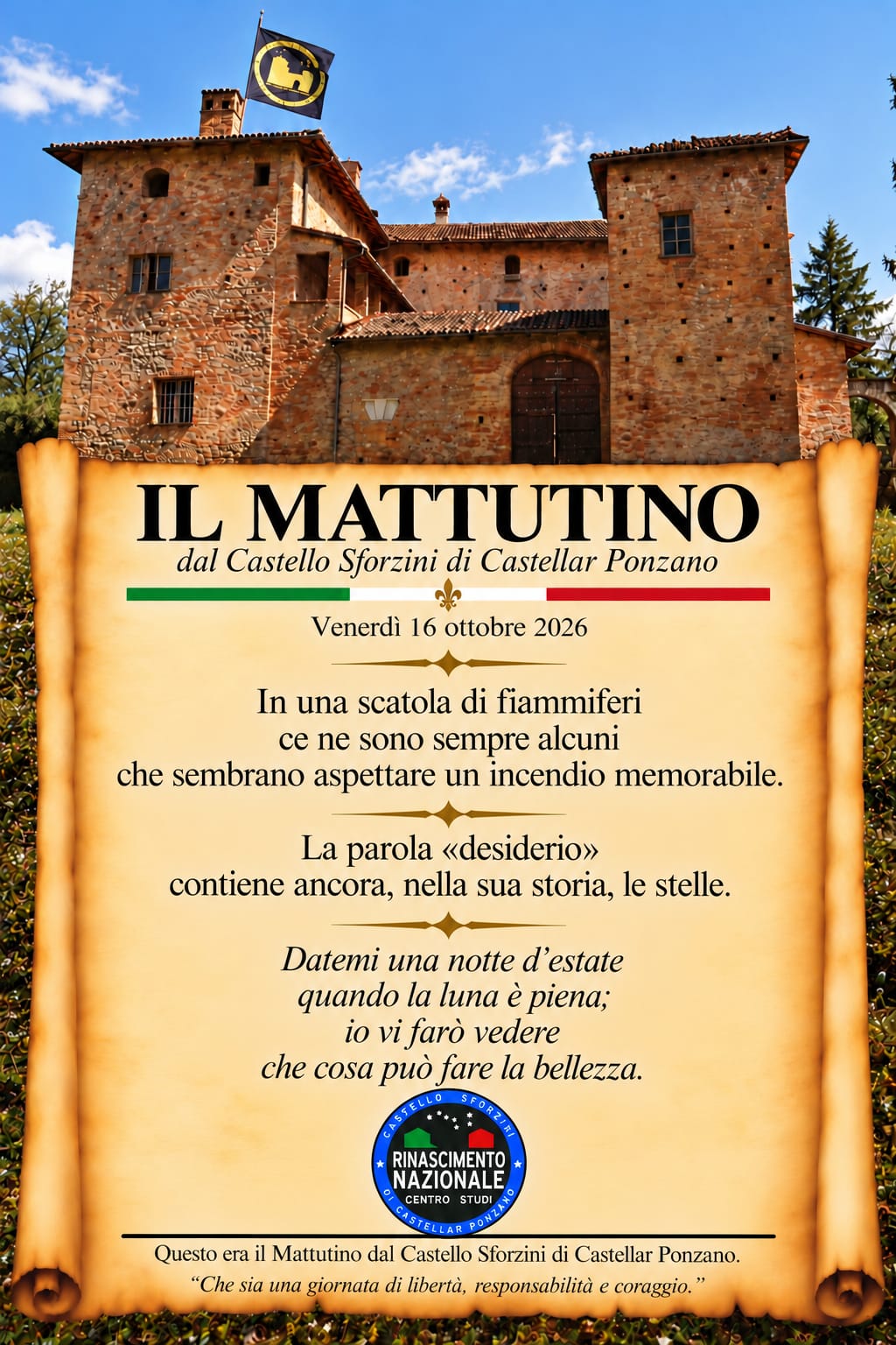 il mattutino del 16 ottobre 2026