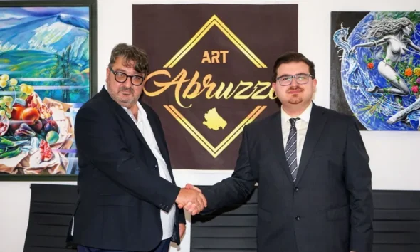 Il Curatore d’Arte Leonardo Paglialonga e il presidente di Art Abruzzo Frank William Marinelli